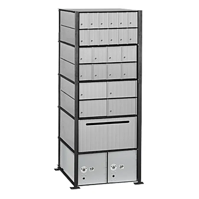 2200 Series Aluminum Mailboxes-Rack Ladder System-5 Unit High Wall Installation