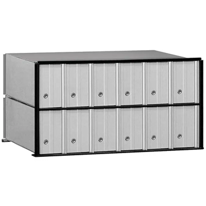 2200 Series Aluminum Mailboxes-Rack Ladder System-5 Unit High Wall Installation