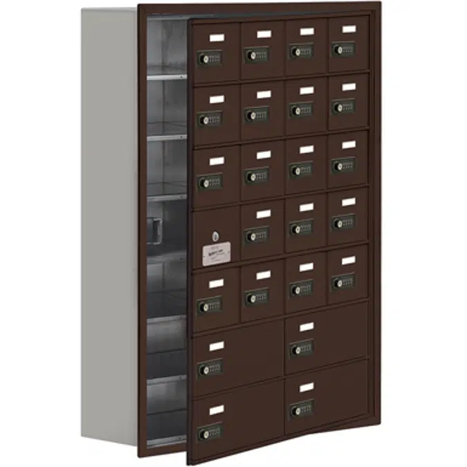 19100 Series Cell Phone Lockers-Recessed Mounted-7 Door High Units-8 Inch Deep Compartments
