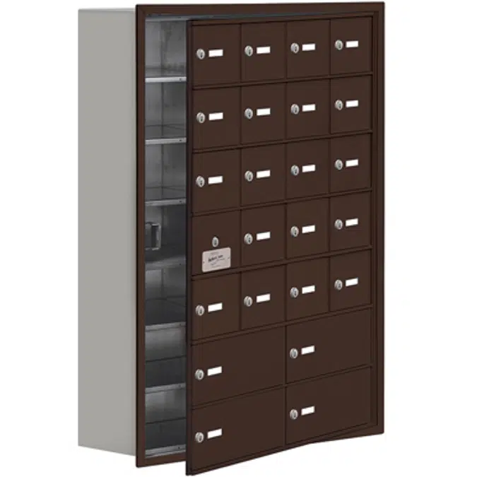 19100 Series Cell Phone Lockers-Recessed Mounted-7 Door High Units-8 Inch Deep Compartments