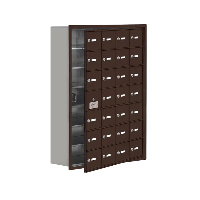19100 Series Cell Phone Lockers-Recessed Mounted-7 Door High Units-8 Inch Deep Compartments