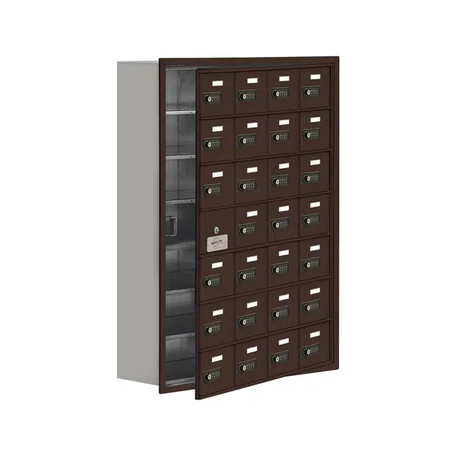 19100 Series Cell Phone Lockers-Recessed Mounted-7 Door High Units-8 Inch Deep Compartments
