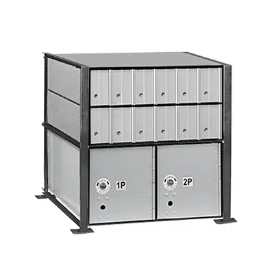 2200 Series Aluminum Mailboxes-Rack Ladder System-2 Unit High Wall Installation图像