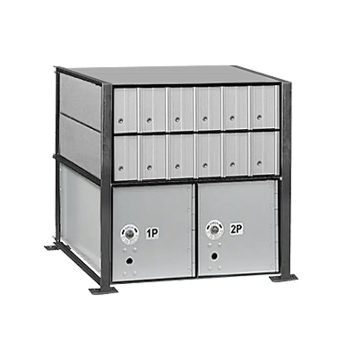 2200 Series Aluminum Mailboxes-Rack Ladder System-2 Unit High Wall Installation