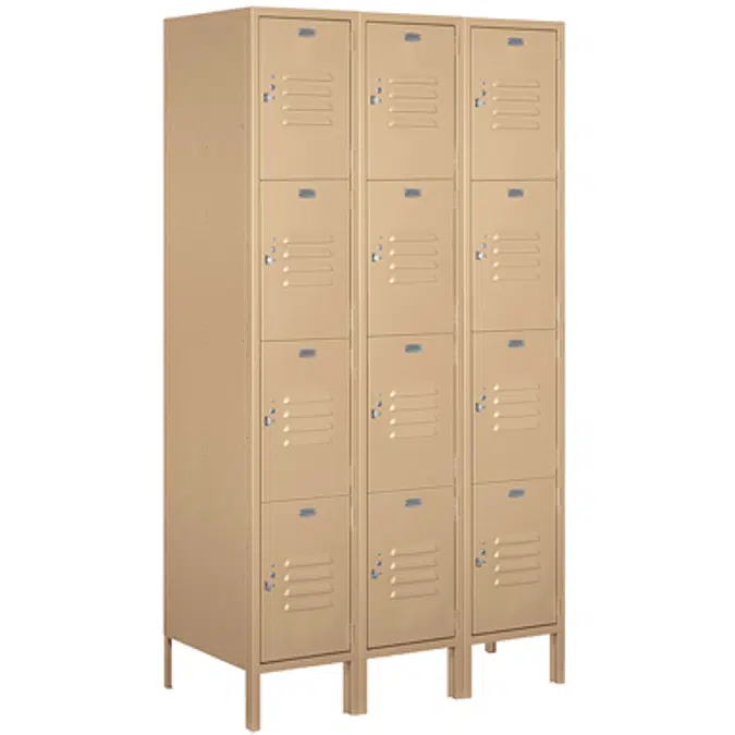 54000 Series Standard Metal Lockers - Four Tier - 3 Wide