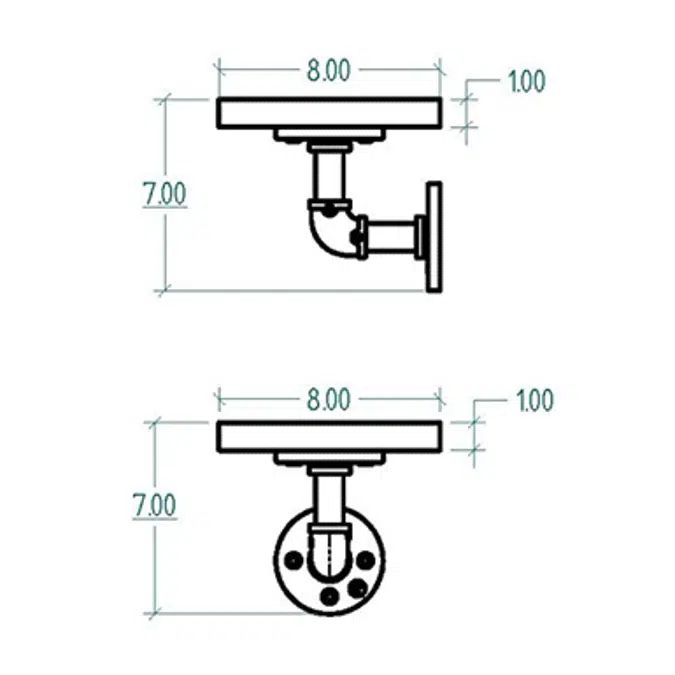 Furniture Pipeline Ames Industrial Vintage 8-Inch Decorative Single Wall Mount Floating Pipe Shelf (Dark Brown Stained Wood)