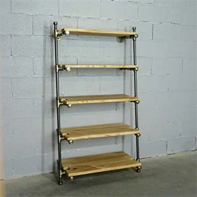 Furniture Pipeline Orlando Farmhouse Industrial 35-Inch Leaning Bookcase图像