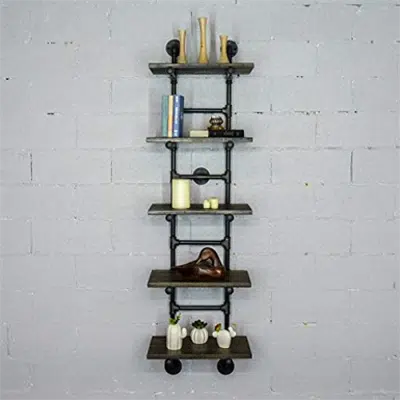 Furniture Pipeline Phoenix Modern Industrial Ladder Wall Mounted Bookcase için görüntü