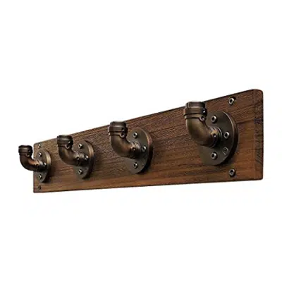 Image for Furniture Pipeline San Antonio Wall Mounted Coat Rack (Rustic Bronze With Light Brown Stained Wood)