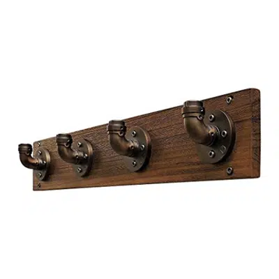 Зображення для Furniture Pipeline San Antonio Wall Mounted Coat Rack (Rustic Bronze With Light Brown Stained Wood)