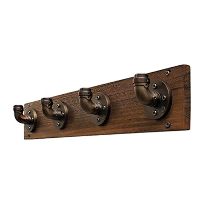 Furniture Pipeline San Antonio Wall Mounted Coat Rack (Rustic Bronze With Light Brown Stained Wood)