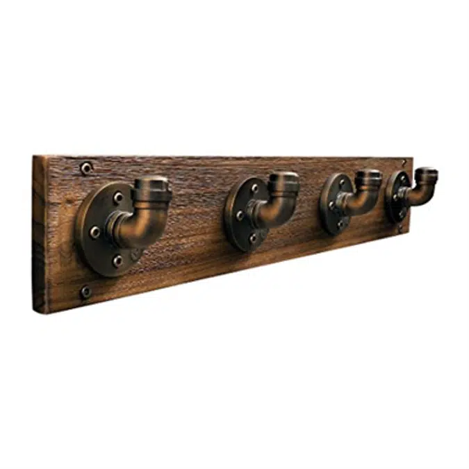 Furniture Pipeline San Antonio Wall Mounted Coat Rack (Rustic Bronze With Light Brown Stained Wood)