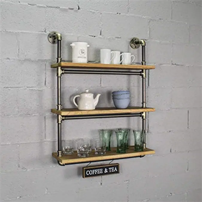 Furniture Pipeline Juneau Industrial Chic 30 Wide 3-Tier Wall Mounted Etagere Bookcase