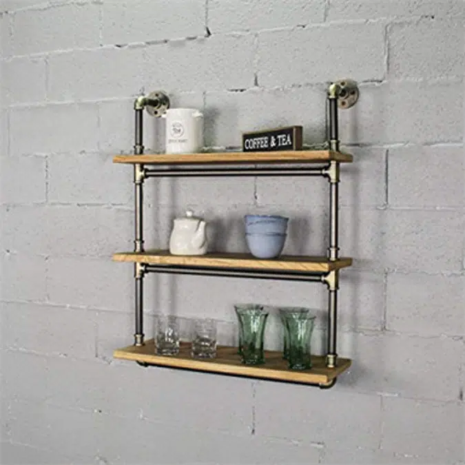 Furniture Pipeline Juneau Industrial Chic 30 Wide 3-Tier Wall Mounted Etagere Bookcase