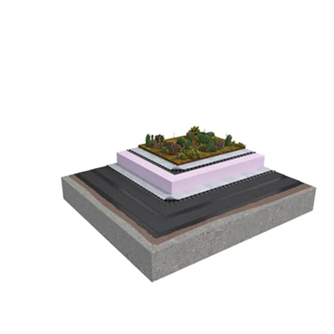 Base KL 2-layer inverted roof system for extensive green roof on concrete insulated with XPS