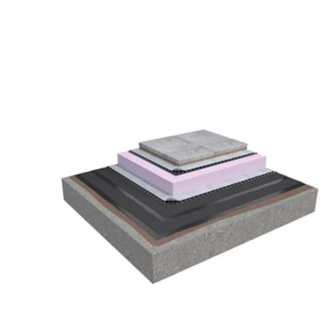 Base KL 2-layer inverted roof system for paving slabs on concrete insulated with XPS