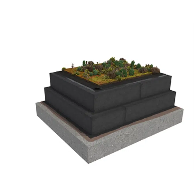 Membrane 5 1-layer compact roof system for extensive green roof on concrete insulated with cellular glass