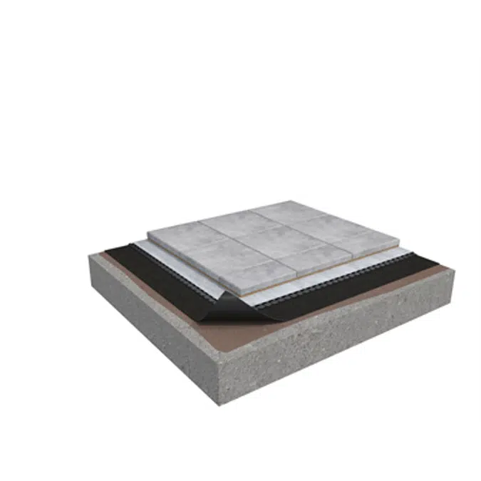 Membrane 5 1-layer roof system for paving slabs on concrete non-insulated