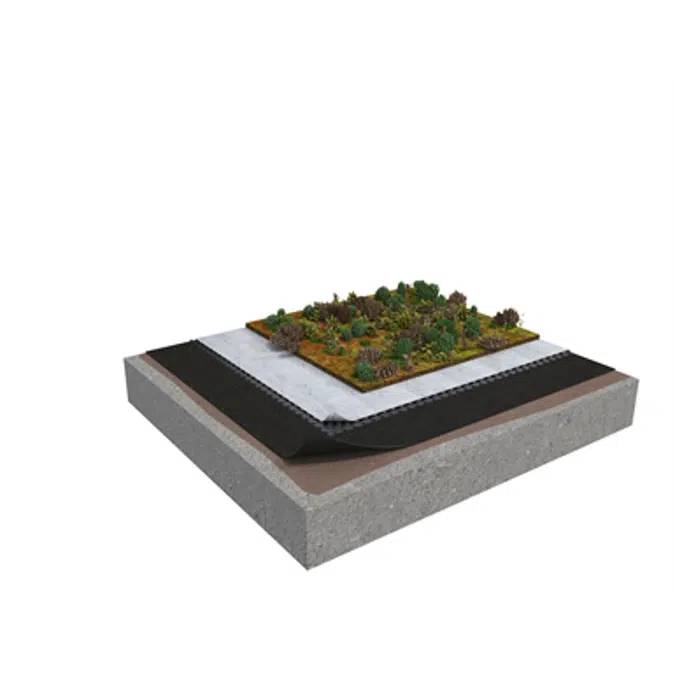 Membrane 5 1-layer inverted roof system for extensive green roof on concrete non-insulated
