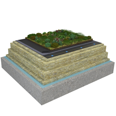 Image for Mono PM 1-layer system for green roofs with a slope ≥3,6° on concrete insulated with mineral wool