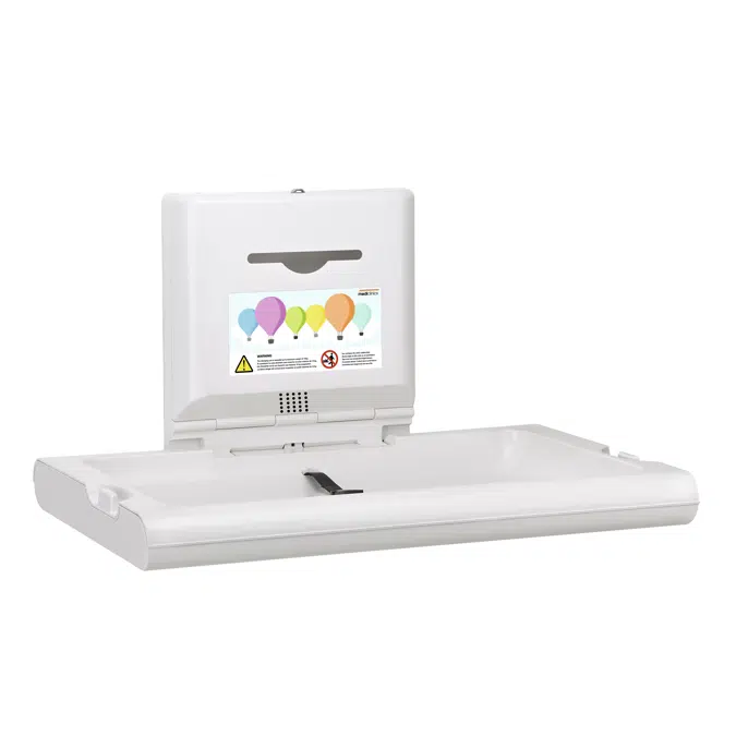 Horizontal baby changing station with ionizer made of white polypropylene 