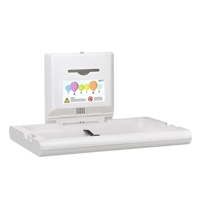 afbeelding voor Horizontal white polypropylene baby changing station with ionizer