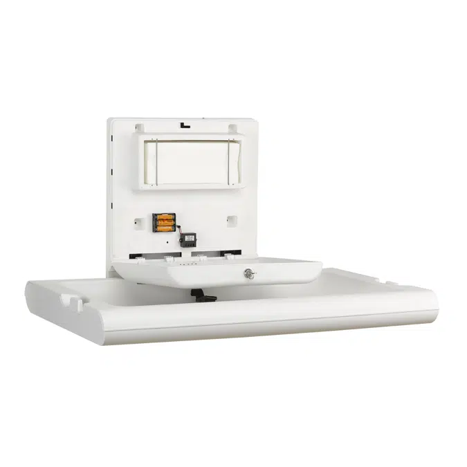 Horizontal baby changing station with ionizer made of white polypropylene 