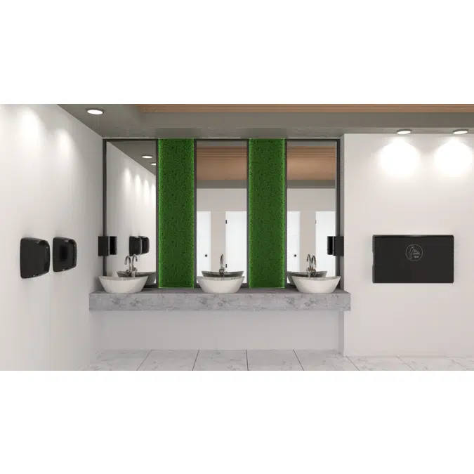 Horizontal baby changing station with ionizer made of white polypropylene and stainless steel exterior matte black finish