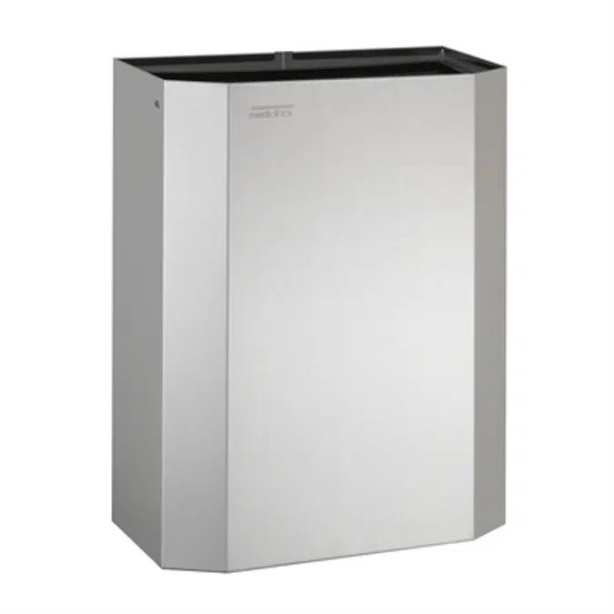 Open stainless steel bin with plastic swinging ring