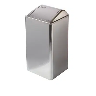 Imagem para Stainless steel waste receptacle with self-closing lid}