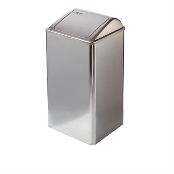 Stainless steel waste receptacle with self-closing lid