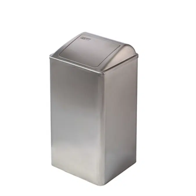 Stainless steel waste receptacle with self-closing lid