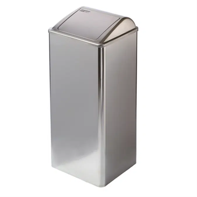 Stainless steel waste receptacle with self-closing lid