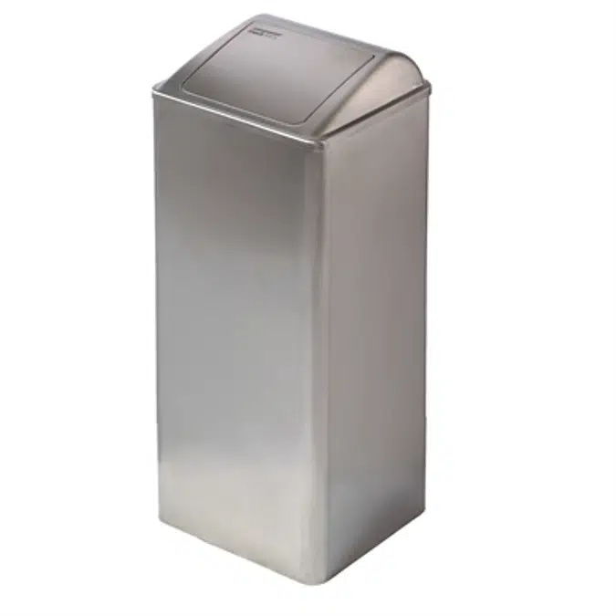 Stainless steel waste receptacle with self-closing lid