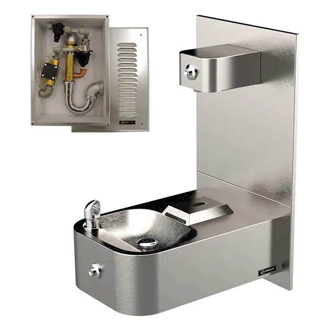 Model 1109FRP, Barrier-Free Freeze Resistant Wall Mount Fountain with 1920FR Bottle Filler and 6521FR In-Wall Valve