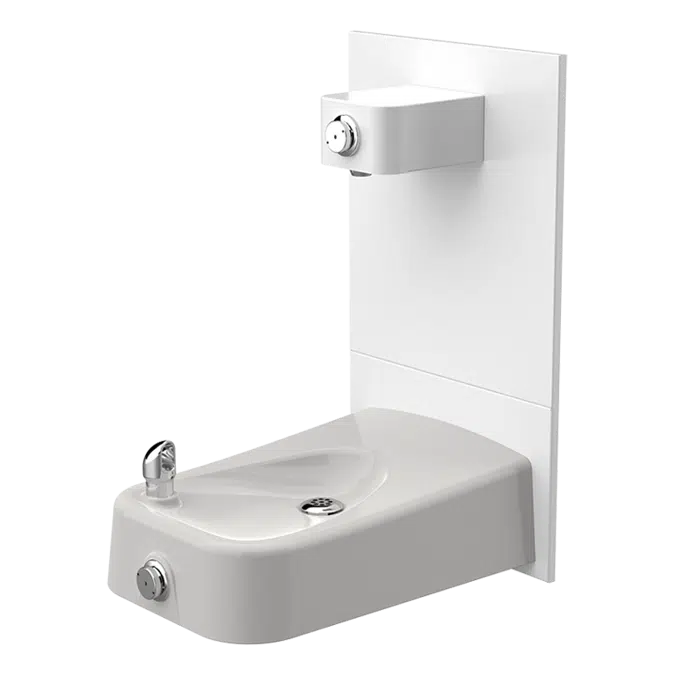 Model 1311P, ADA White Enameled Iron Wall-Mount Drinking Fountain and Bottle Filler