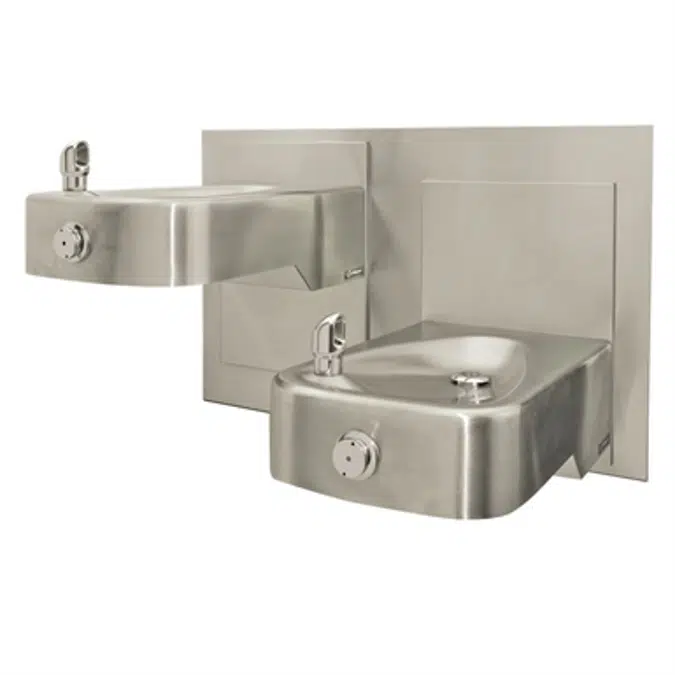 Model 1117L, "Hi-Lo" Wall Mounted Dual Stainless Steel Drinking Fountains