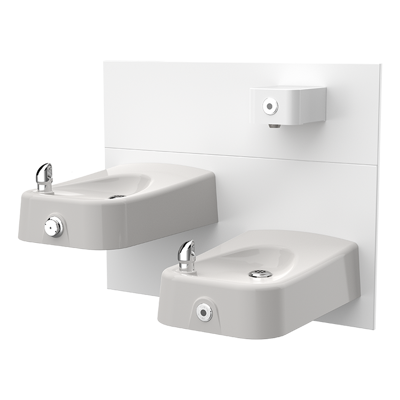 Image for Model 1501HO-1920WHO, ADA Enameled Iron Wall Mount Touchless/Push Button Fountain with Bottle Filler