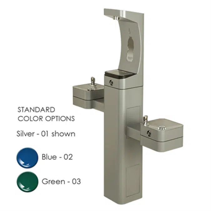 Model 3612FR, Modular Outdoor Freeze Resistant Bottle Filler and Double Drinking Fountains