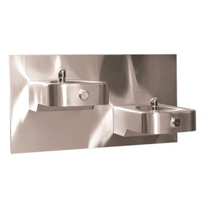 Model 1117LN, "Hi-Lo" Wall Mounted Dual Stainless Steel Drinking Fountain