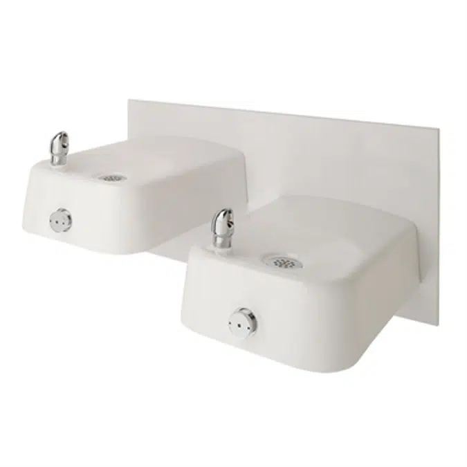 Model 1501, "Hi-Lo" Wall Mounted Dual Drinking Fountains with Back Panel