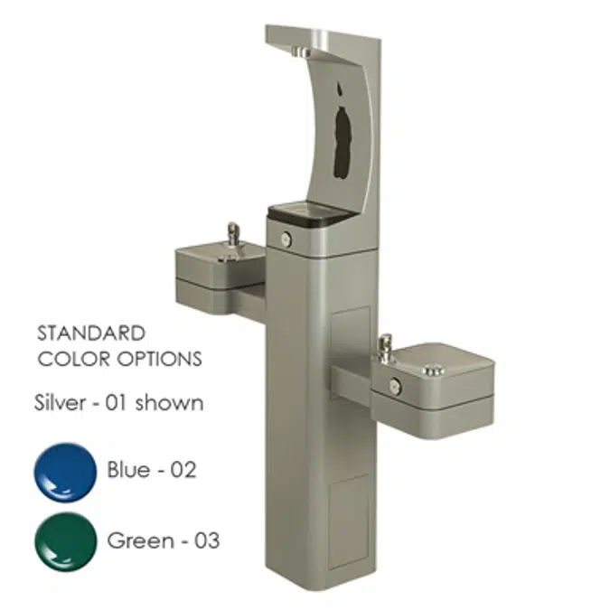 Model 3612, Modular Outdoor Bottle Filler and Double Drinking Fountains