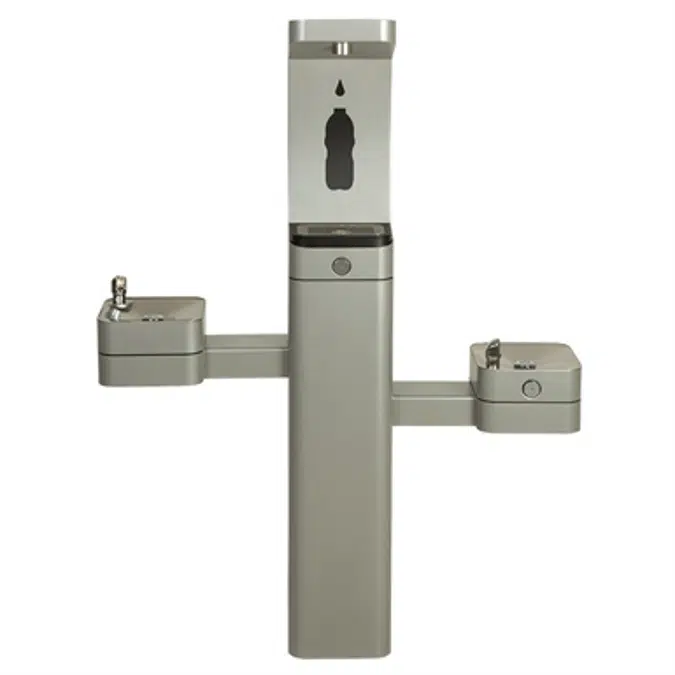 Model 3612, Modular Outdoor Bottle Filler and Double Drinking Fountains