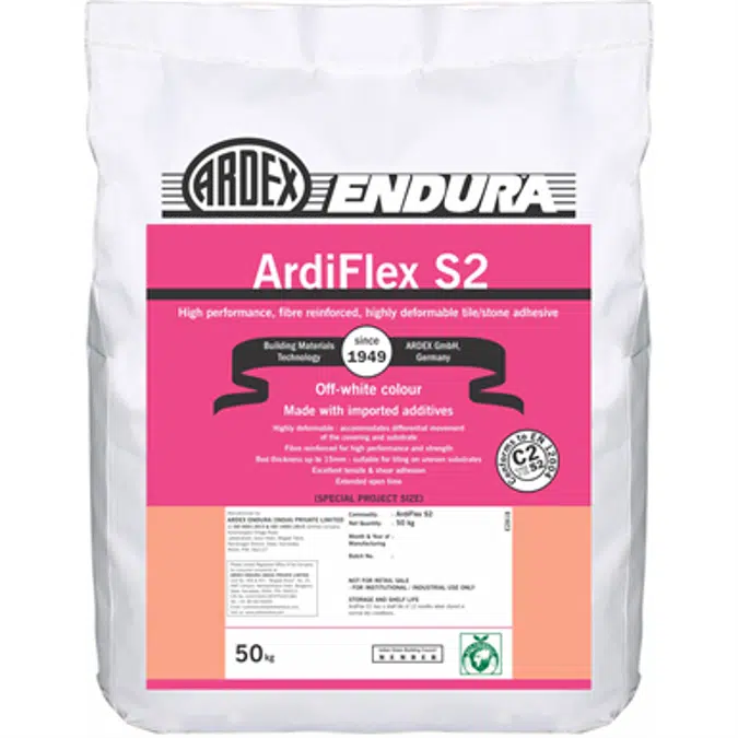 Ardiflex S2 High performance, fibre reinforced, highly deformable tile/stone adhesive