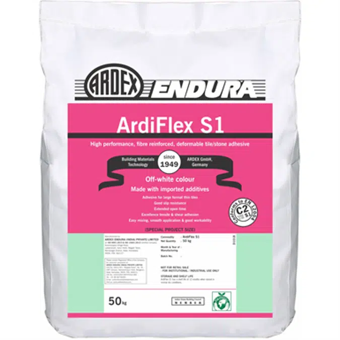 Ardiflex S1 High performance, fibre reinforced, deformable tile/stone adhesive