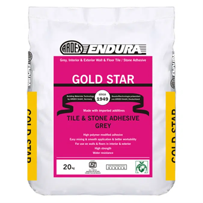 GOLD STAR - High polymer modified, cementitious, tile/stone adhesive