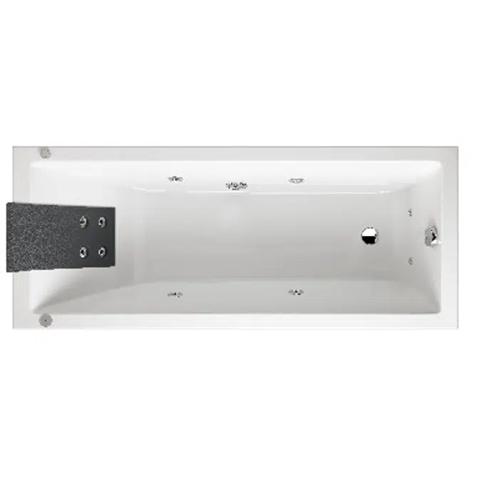 Mitta Hydromassage bath water. 1700x700 mm with headrest.