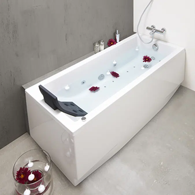 Mitta Hydromassage bath water. 1600x750 mm with headrest.