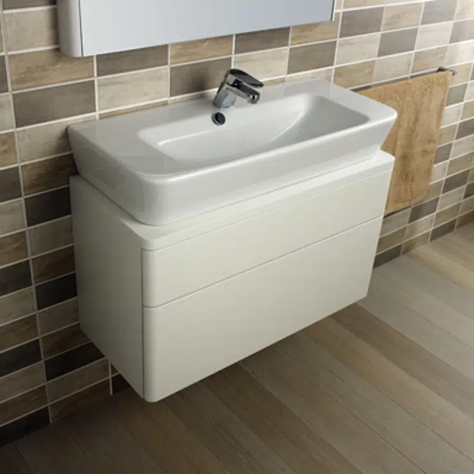 Emma Square Compact washbasin , centred basin 800x350 mm.