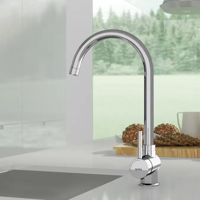 ODRA Single lever kitchen mixer. Rotating spout and cold start